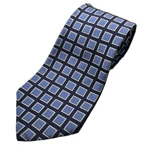 Tommy Hilfiger Geometric Blue Necktie Square Pattern Classic Business Casual Tie